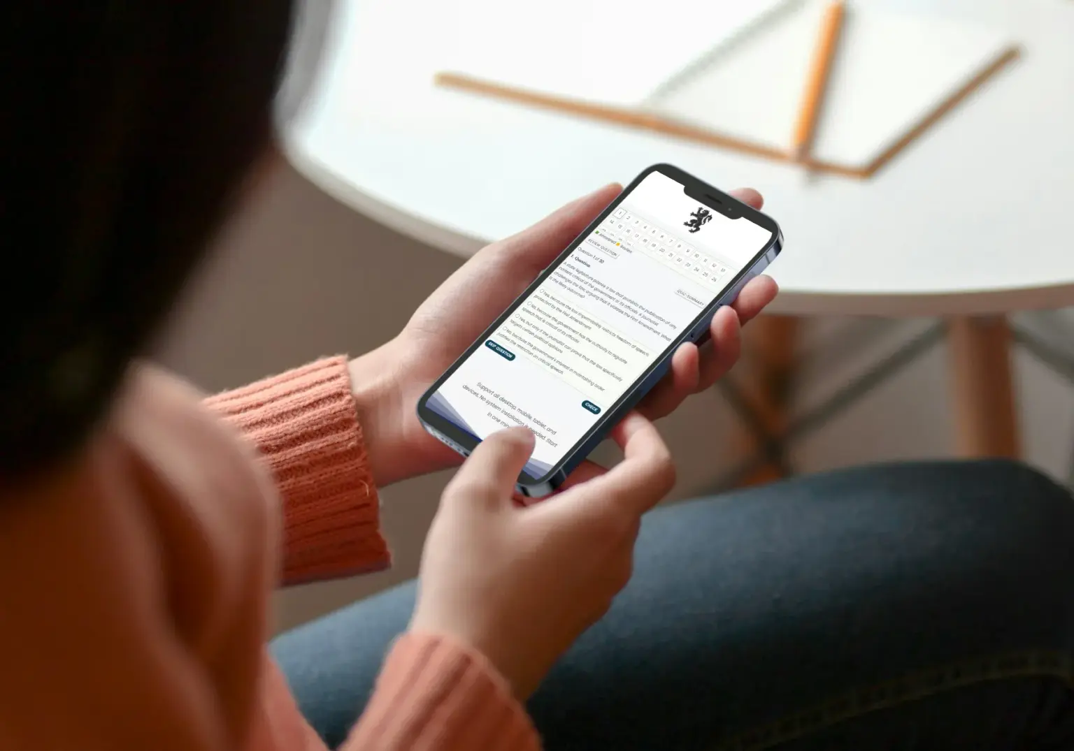 Candidate using CDL Exam Guide on mobile